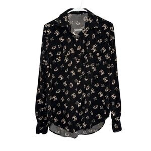 Cruel Denim Women's Horse Print Button Front Top Size Small